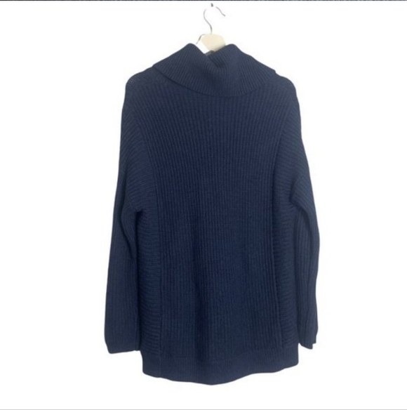BCBG Maxazria Sandra heather blue cowl neck sweater sz M/L navy - Picture 3 of 4